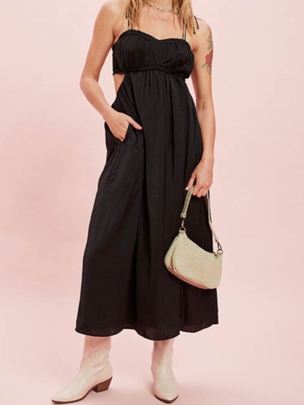 American Eagle Outfitters Black Cutout Strappy Midi Dress